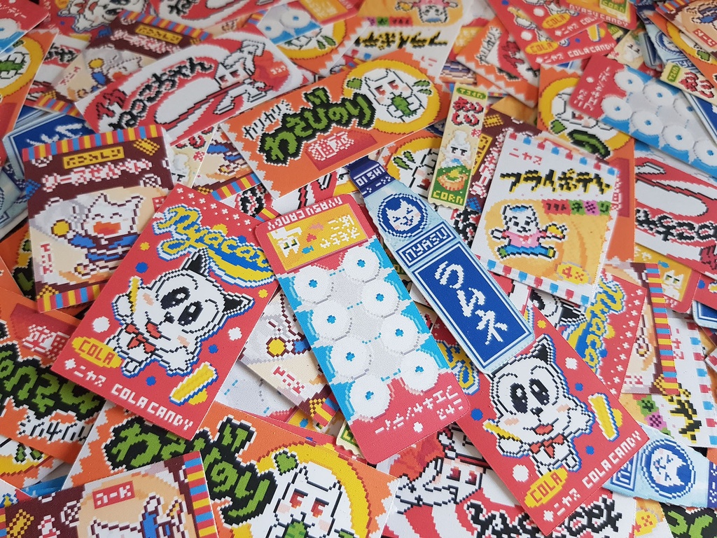 ドット絵風懐かしい駄菓子 ステッカー ポテト アートショップ Booth