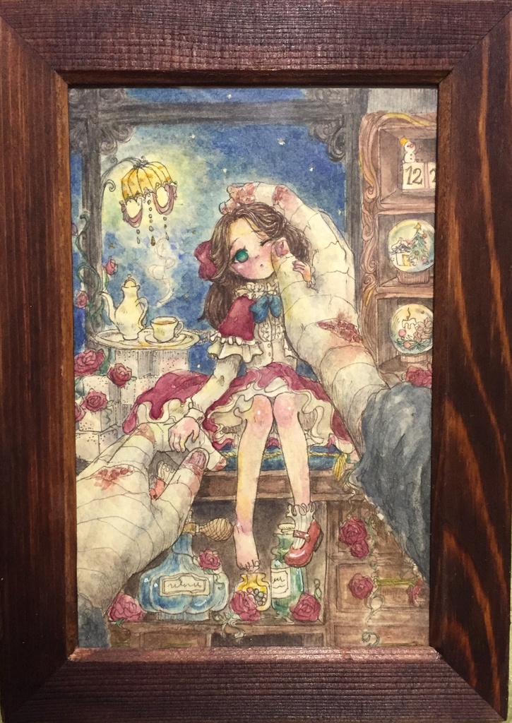 水彩画「可愛い人形」 水彩画「可愛い人形」