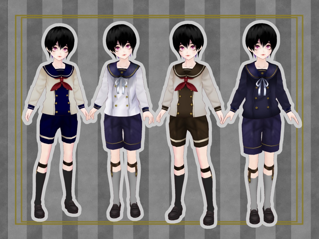 無料版あり 少年長袖セーラー服セット Vroid 白華屋 Booth