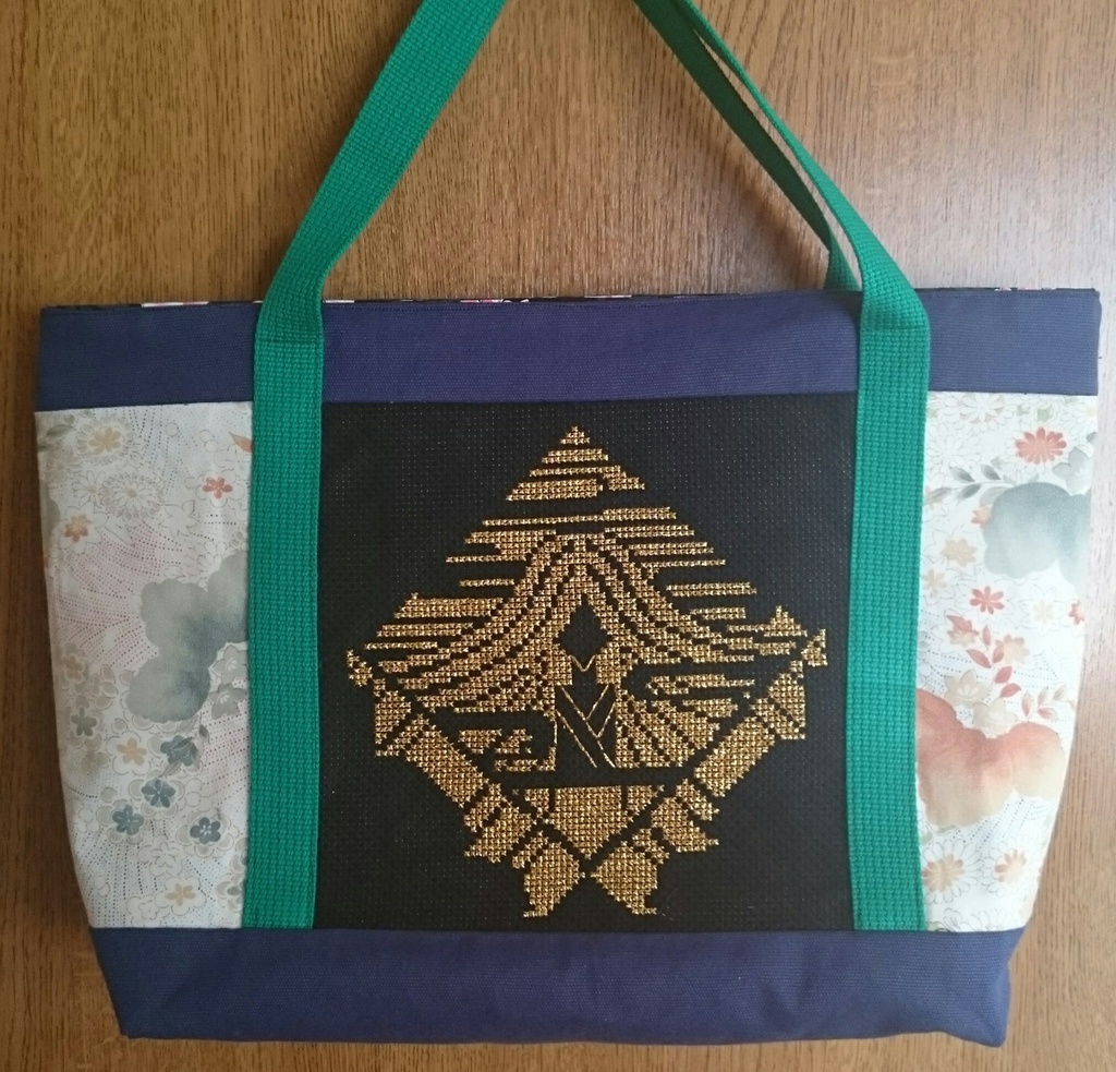 にっかり青江手刺し刺繍紋トートバッグ