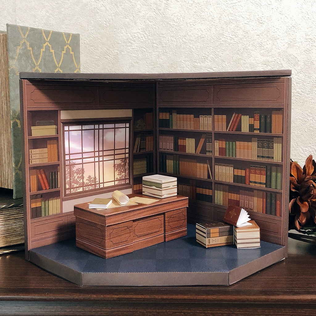 書斎 背景ペーパークラフト アトリエあかつき Booth