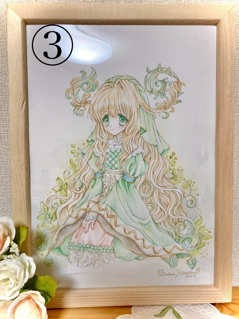 バラのささやき 額縁付き 透明水彩画 喜ばれる誕生日プレゼント - 絵画