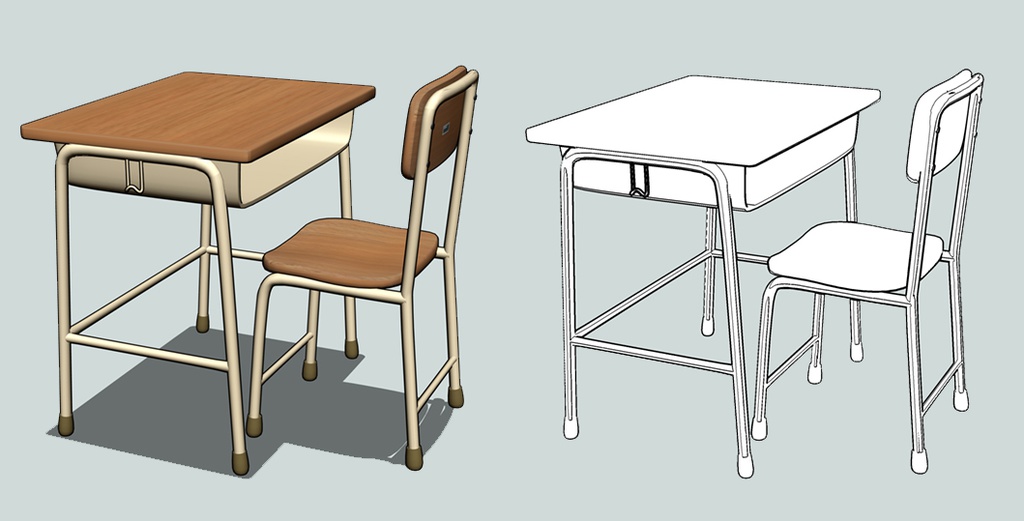 教室の机と椅子ver1 00 Fbx Moodee3d Booth
