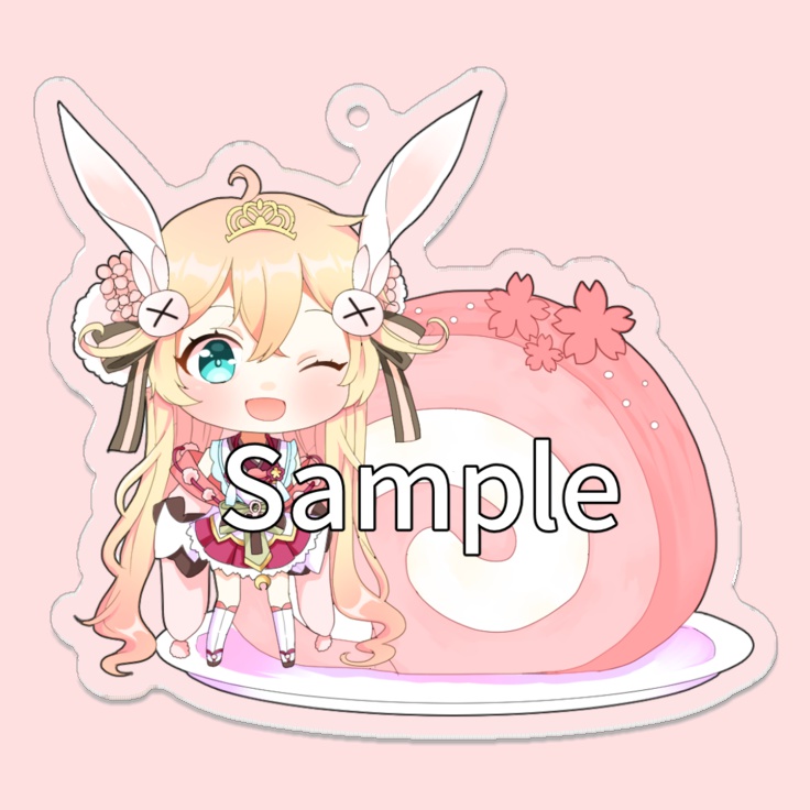 ツキミと桜のロールケーキアクリルキーホルダー