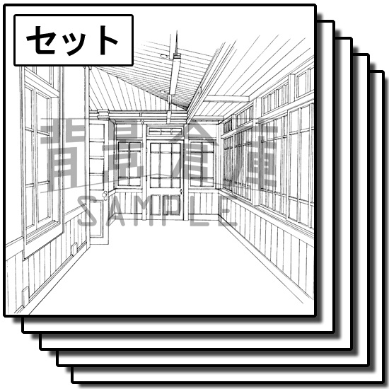 明治大正風の背景_廊下セット