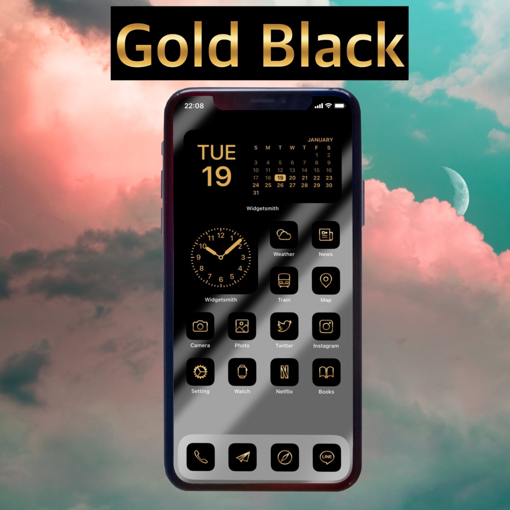 Iphone Icon Gold Black Rappor らっぽる Booth