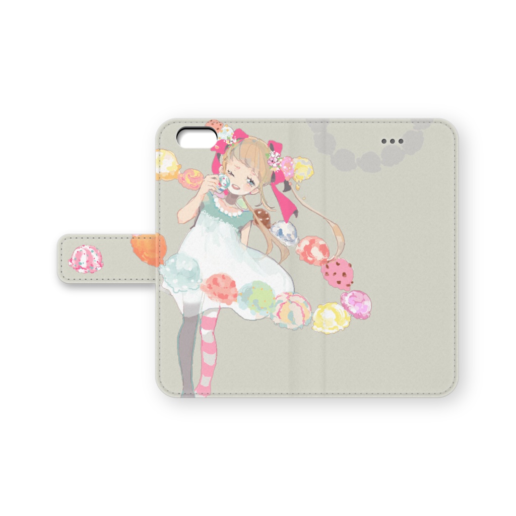 少女(アイス)手帳型iPhoneケース