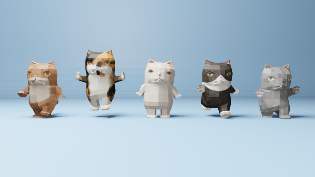 二足歩行の猫のオリジナル3dモデル ローポリ ねこやなぎねこ Booth